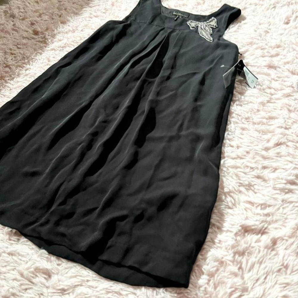 Black Whimsical Bow Sequined Glam Girls Dress 12 Coquette Twee Preppy Formal - Picture 4 of 6